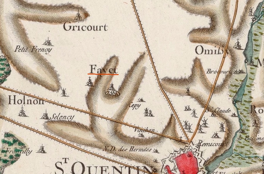 Carte de Cassini du secteur (vers 1750).